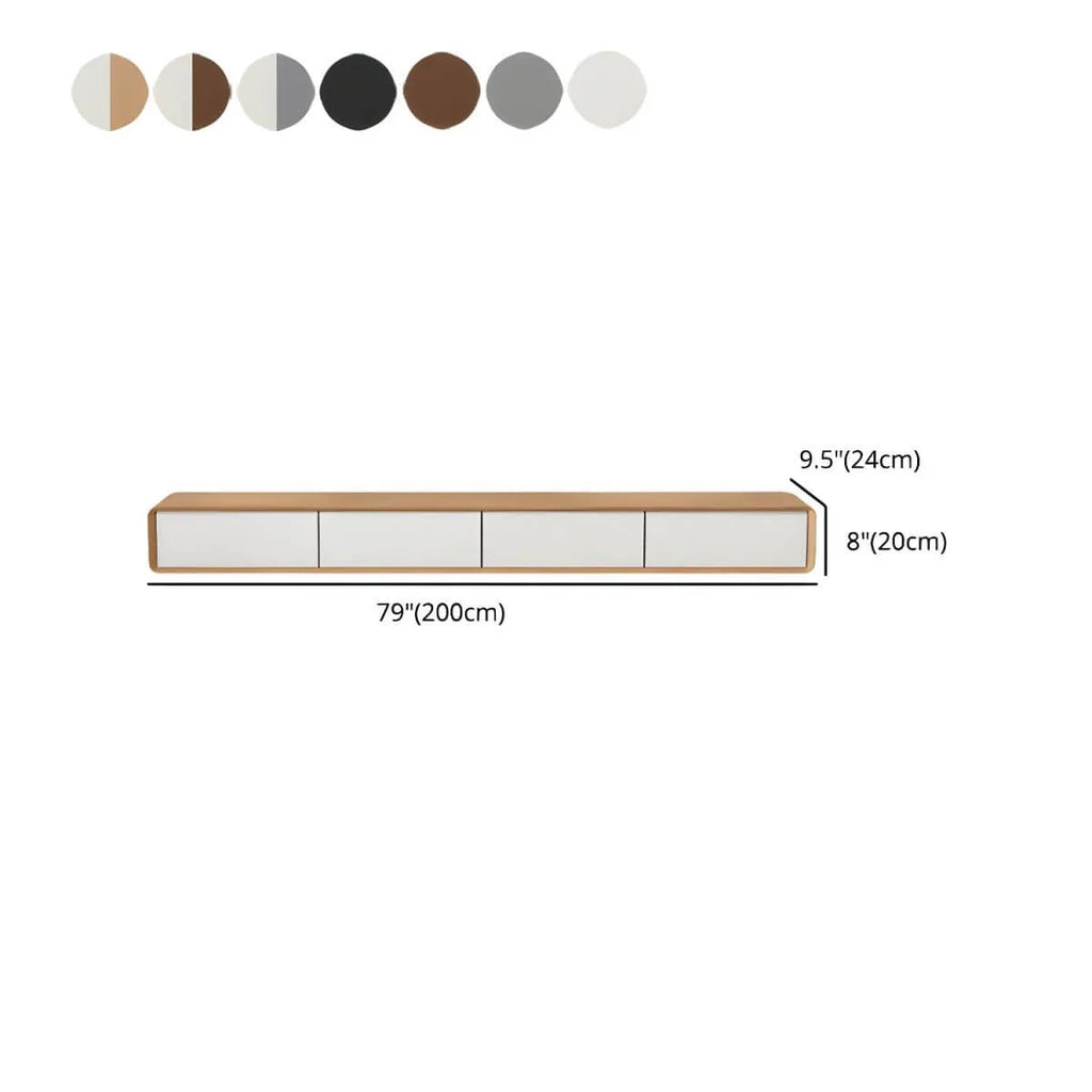 Modern Wall-Mounted Wood TV Stand with Push-Open Drawers Dimensions