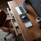 Modern Walnut Adjustable Electric Desk with Black Base
