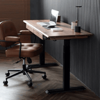 Modern Walnut Adjustable Electric Desk with Black Base