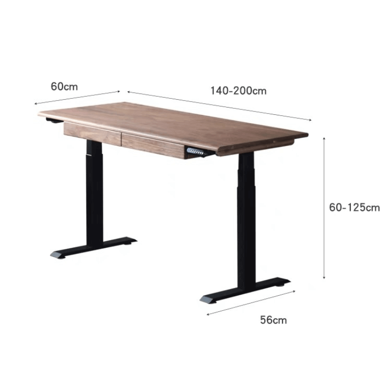 Modern Walnut Adjustable Electric Desk with Black Base