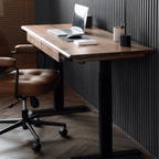 Modern Walnut Adjustable Electric Desk with Black Base