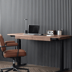 Modern Walnut Adjustable Electric Desk with Black Base