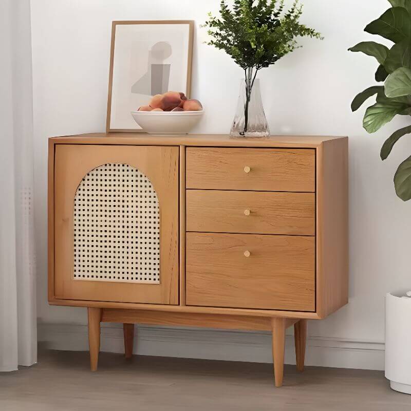 Modern Walnut and Cherry Wood Sideboard/Credenza with Elegant Design
