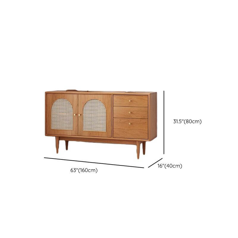 Modern Walnut and Cherry Wood Sideboard/Credenza with Elegant Design Dimensions