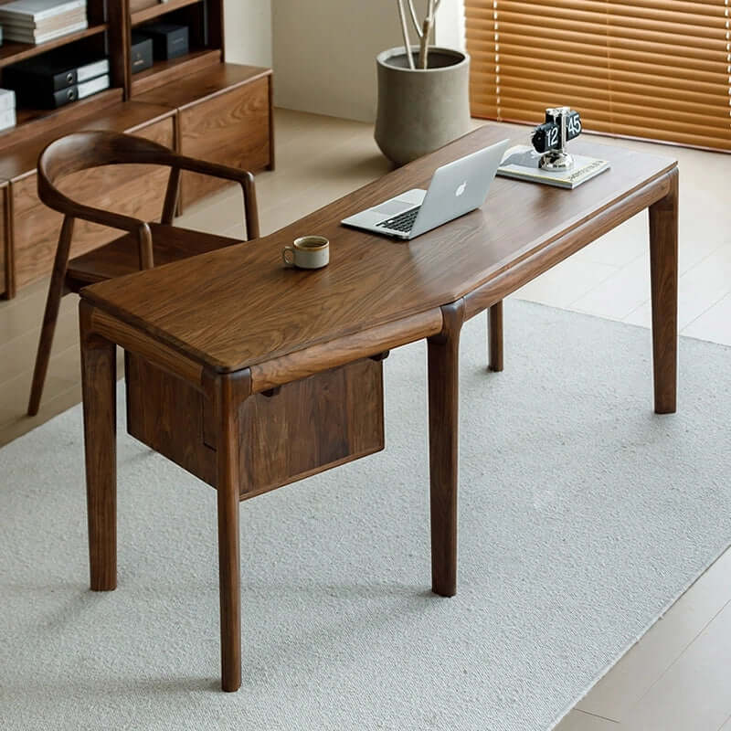 Modern Walnut Desk With Left And Right Curves