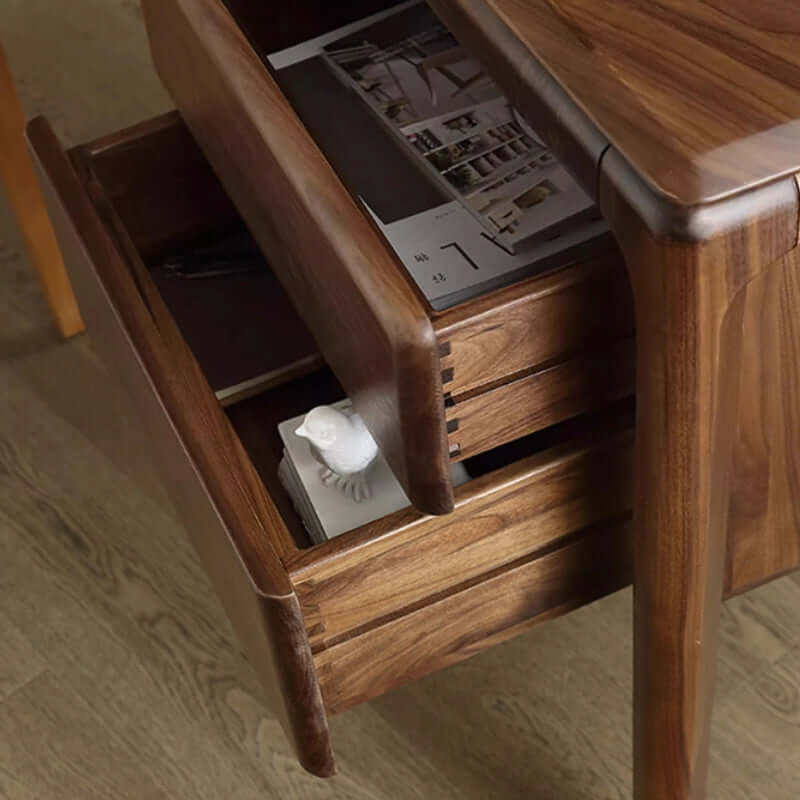 Modern Walnut Desk With Left And Right Curves