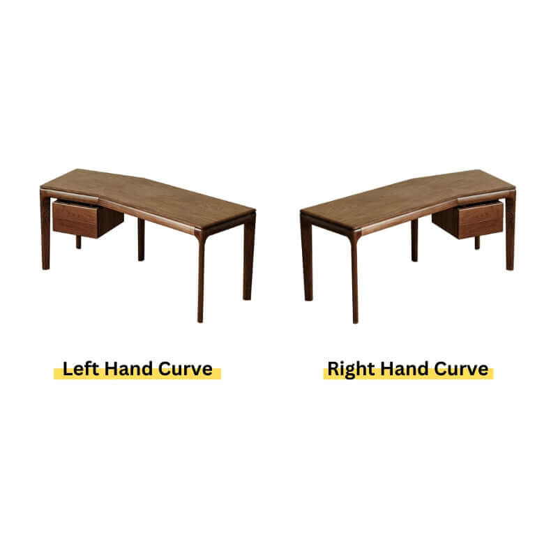 Modern Walnut Desk With Left And Right Curves
