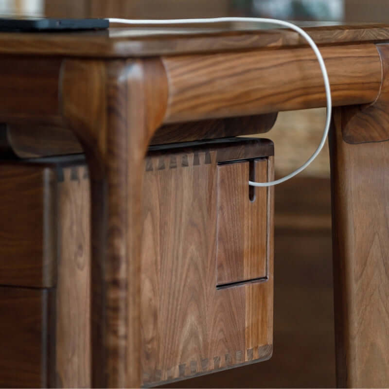 Modern Walnut Desk With Left And Right Curves