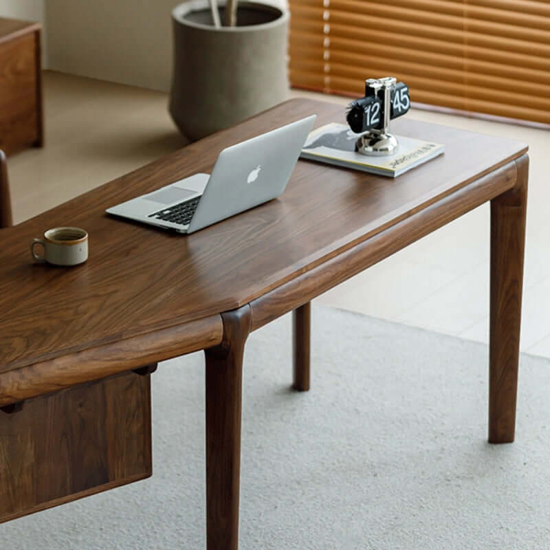 Modern Walnut Desk With Left And Right Curves