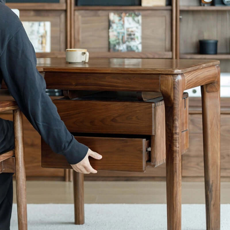 Modern Walnut Desk With Left And Right Curves
