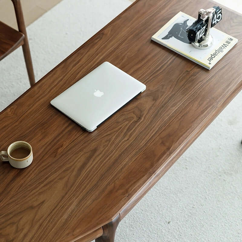 Modern Walnut Desk With Left And Right Curves