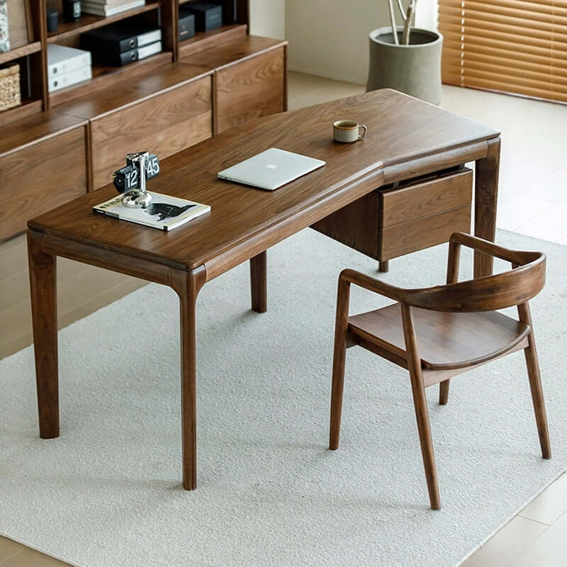 Modern Walnut Desk With Left And Right Curves Main Product Image