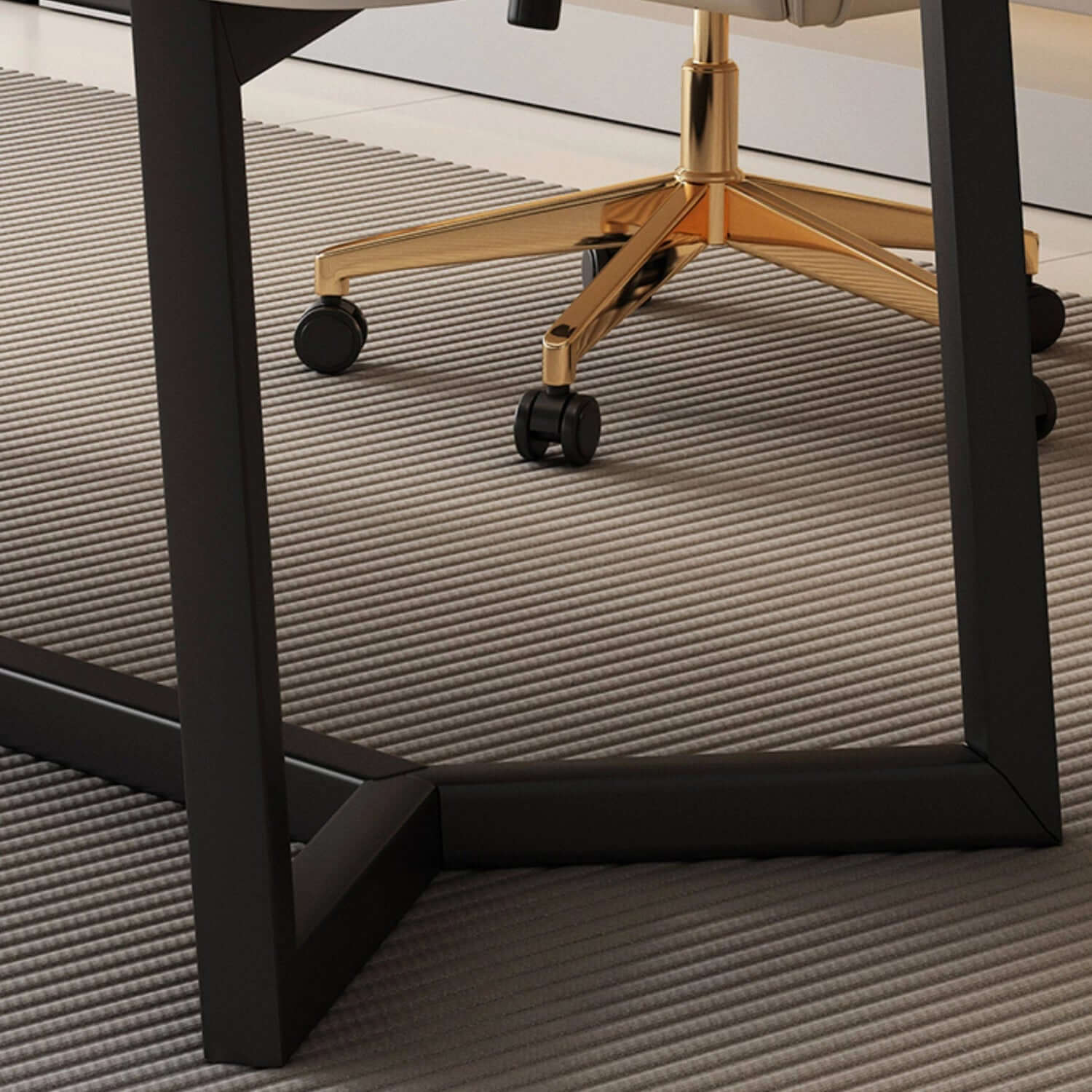 Modern Walnut Executive Desk with PU Leather Panels