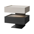 Modern Walnut/Khaki Open Storage Nightstand with Lighting