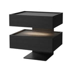 Modern Walnut/Khaki Open Storage Nightstand with Lighting