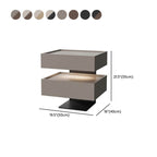 Modern Walnut/Khaki Open Storage Nightstand with Lighting Dimensions