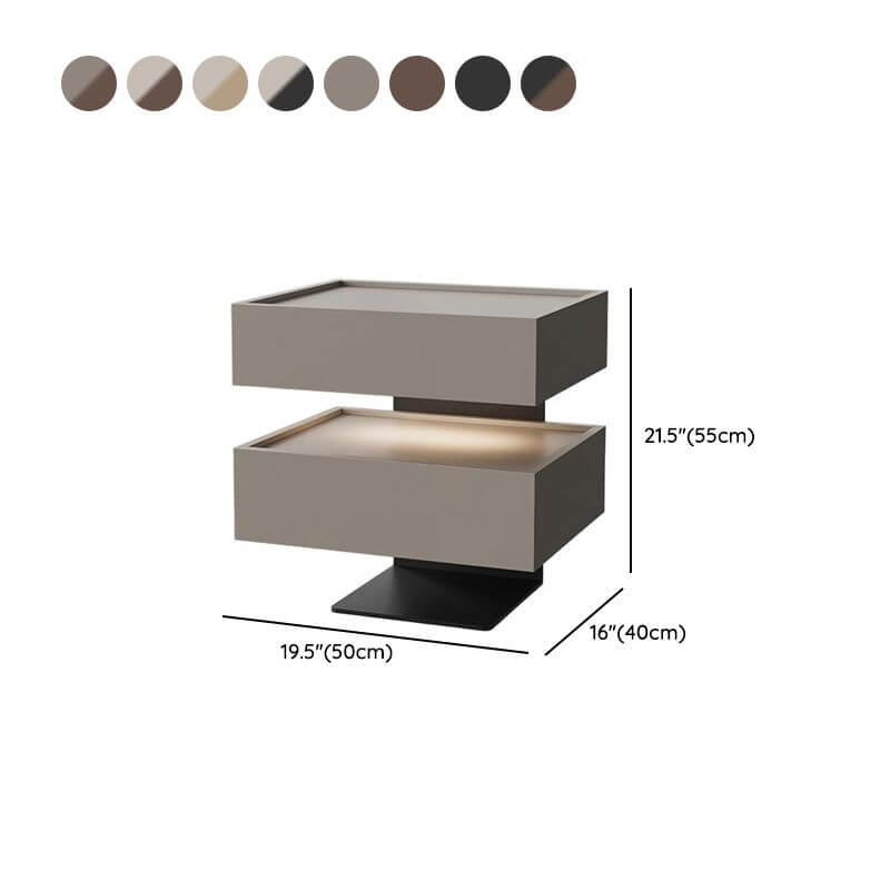 Modern Walnut/Khaki Open Storage Nightstand with Lighting Dimensions