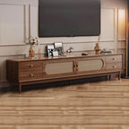 Modern Walnut TV Stand with Drawers, Cabinets & Cable Management