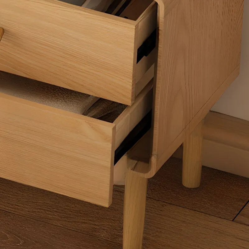 Modern Walnut TV Stand with Drawers, Cabinets & Cable Management
