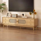 Modern Walnut TV Stand with Drawers, Cabinets & Cable Management