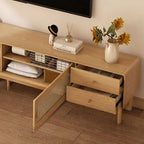 Modern Walnut TV Stand with Drawers, Cabinets & Cable Management
