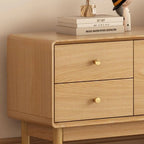 Modern Walnut TV Stand with Drawers, Cabinets & Cable Management