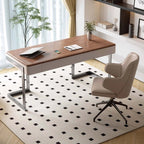 Modern Walnut Veneer Writing Desk With Leather Drawers