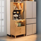 Modern Walnut Wood Kitchen Storage Cabinet with Open Shelving