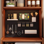 Modern Walnut Wood Kitchen Storage Cabinet with Open Shelving