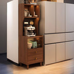 Modern Walnut Wood Kitchen Storage Cabinet with Open Shelving