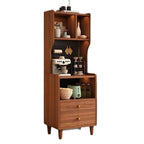 Modern Walnut Wood Kitchen Storage Cabinet with Open Shelving