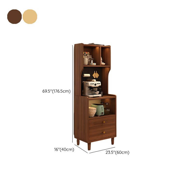 Modern Walnut Wood Kitchen Storage Cabinet with Open Shelving Dimensions