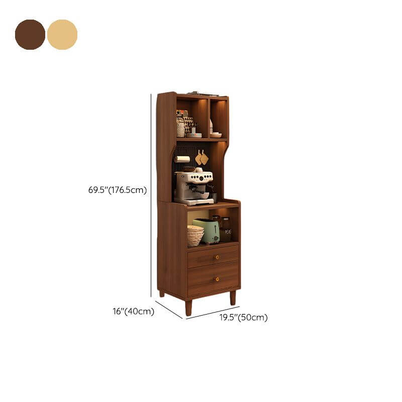 Modern Walnut Wood Kitchen Storage Cabinet with Open Shelving Dimensions