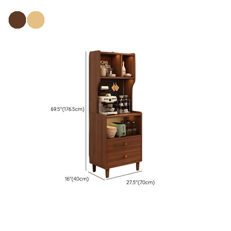 Modern Walnut Wood Kitchen Storage Cabinet with Open Shelving Dimensions