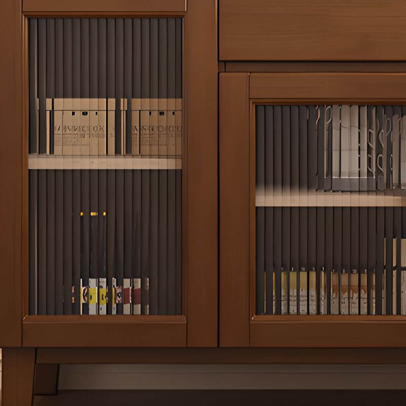 Modern Walnut Wood Sideboard/Credenza with Open Storage