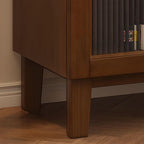 Modern Walnut Wood Sideboard/Credenza with Open Storage
