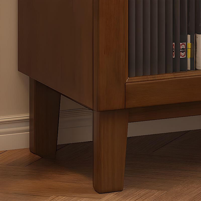 Modern Walnut Wood Sideboard/Credenza with Open Storage
