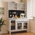 Modern Walnut Wood Sideboard/Credenza with Open Storage