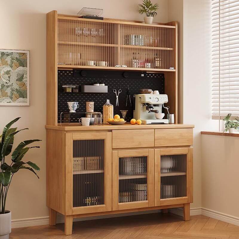 Modern Walnut Wood Sideboard/Credenza with Open Storage