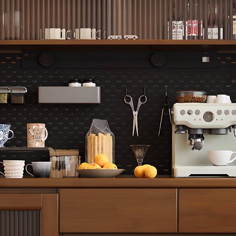 Modern Walnut Wood Sideboard/Credenza with Open Storage