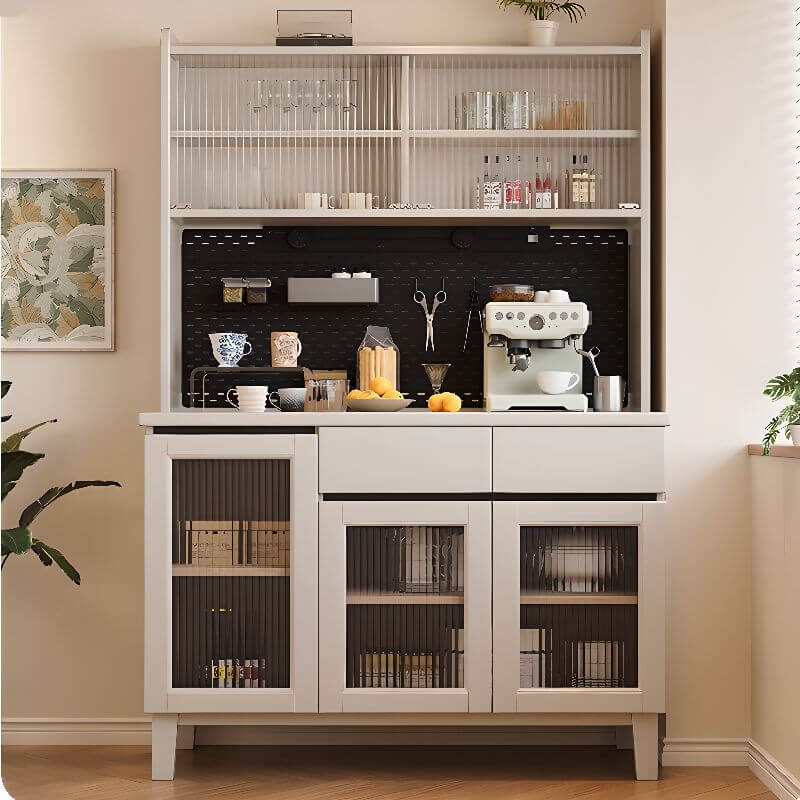 Modern Walnut Wood Sideboard/Credenza with Open Storage