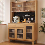 Modern Walnut Wood Sideboard/Credenza with Open Storage
