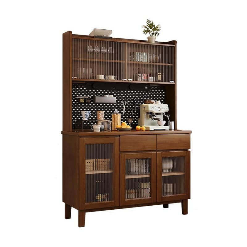 Modern Walnut Wood Sideboard/Credenza with Open Storage