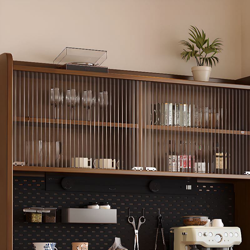 Modern Walnut Wood Sideboard/Credenza with Open Storage