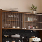 Modern Walnut Wood Sideboard/Credenza with Open Storage