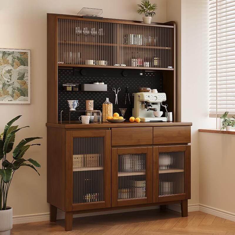 Modern Walnut Wood Sideboard/Credenza with Open Storage Main Product Image