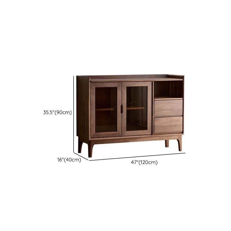 Modern Walnut Wood Sideboard With Cabinets And Drawers Dimensions