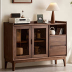 Modern Walnut Wood Sideboard With Cabinets And Drawers Main Product Image