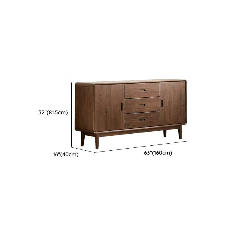 Modern Walnut Wood Sideboard with Hidden-Detail Drawers and Tapered Legs Dimensions