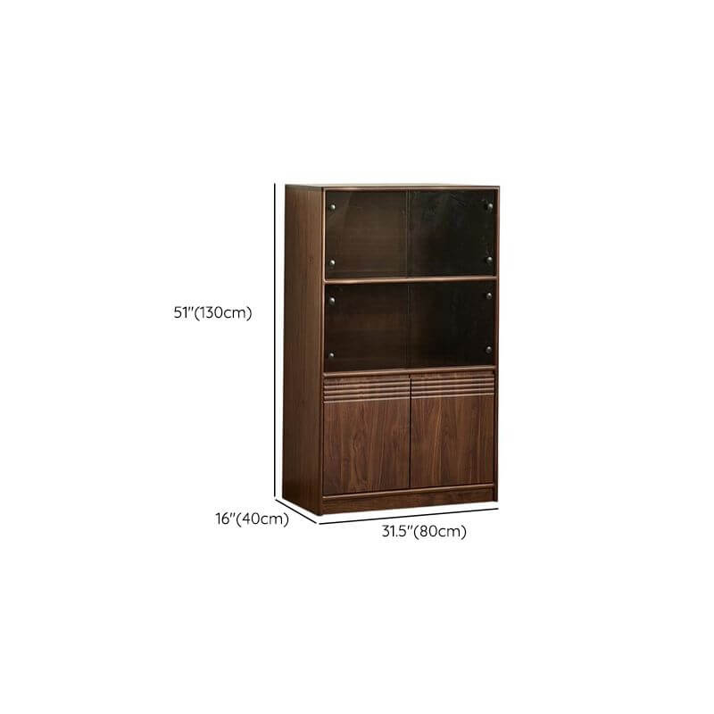 Modern Walnut Wood Sideboard with Open Storage and Cabinets Dimensions